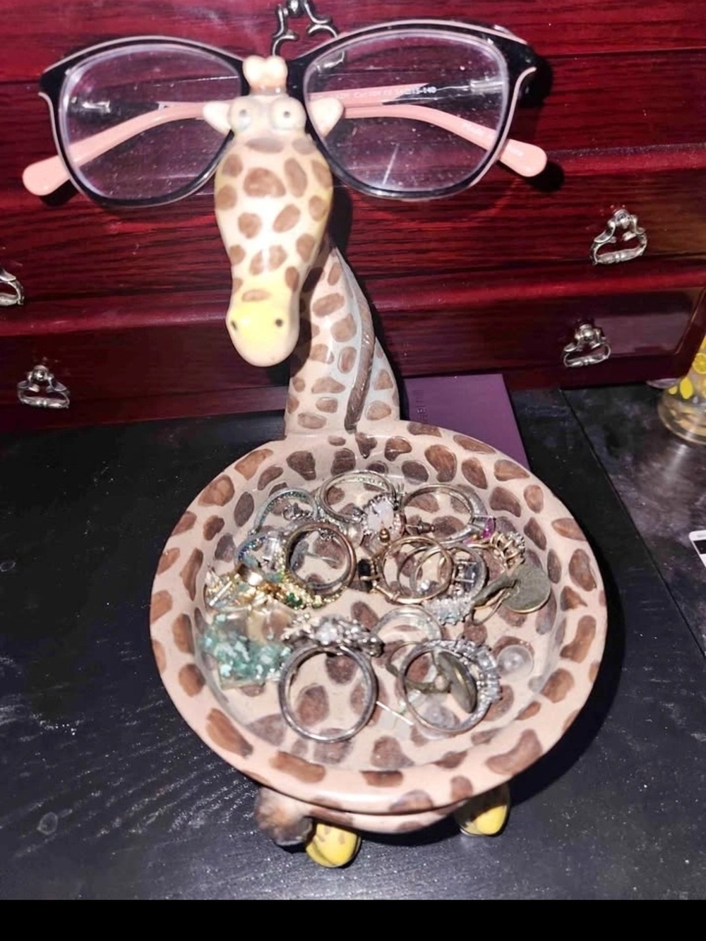Giraffe Jewelry & Eyewear Holder - Brown Spotted Accessory Dish